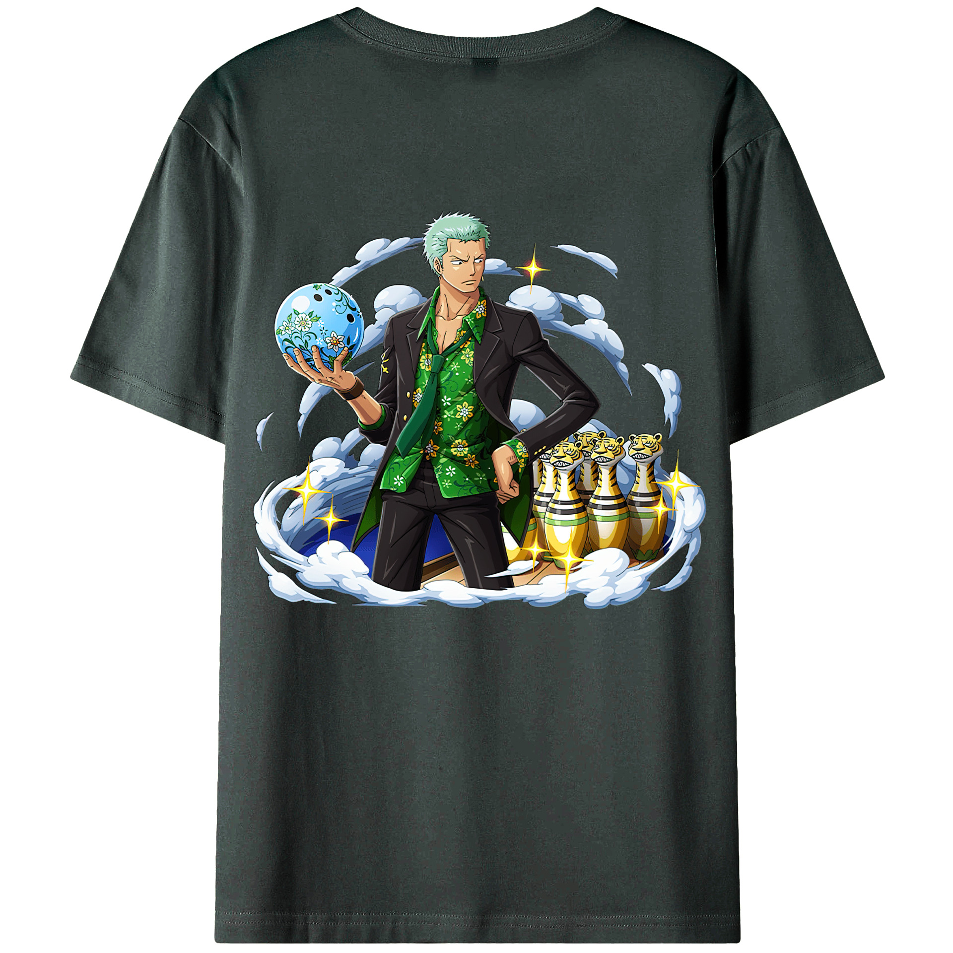 ワンピース ロロノア・ゾロ ONE PIECE Roronoa Zoro 綿100％ メンズ半袖Tシャツ（バックプリント） 通気性